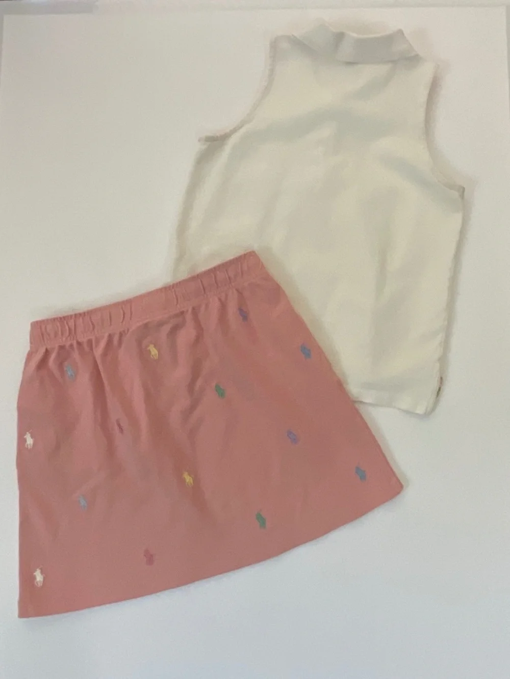 Polo Ralph Lauren Girls Set Sleeveless Polo Pony Skirt L 12-14